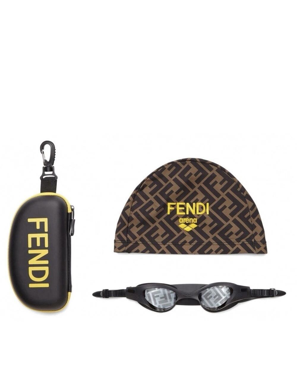 FENDI x ARENA THÉLIOS Limited Edition Swimming Cap & Goggles Set NWT